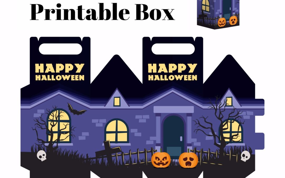 free haunted halloween house printable box