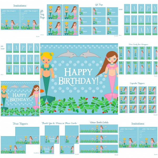 Mermaid Birthday Party Printable Set