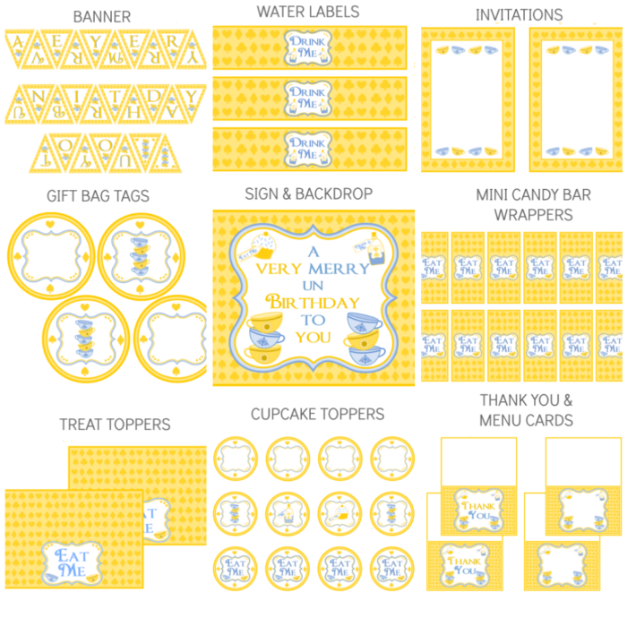 Alice in Wonderland Printable Set