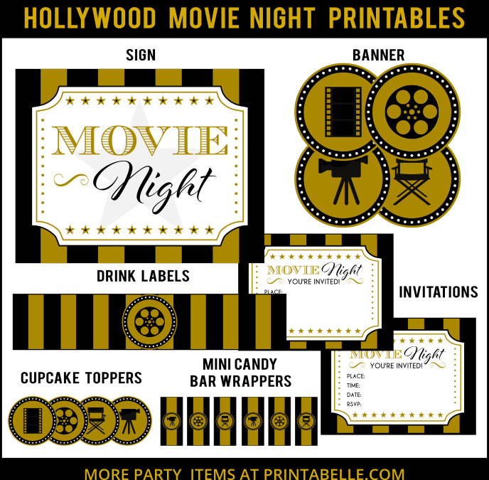 Hollywood Movie Night Printable Set