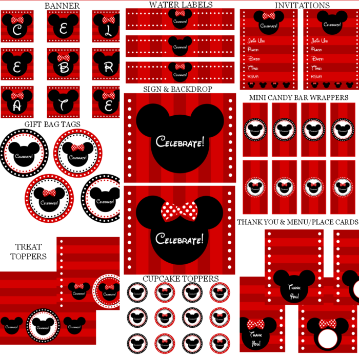 Mickey and Minnie Mouse Party Printables