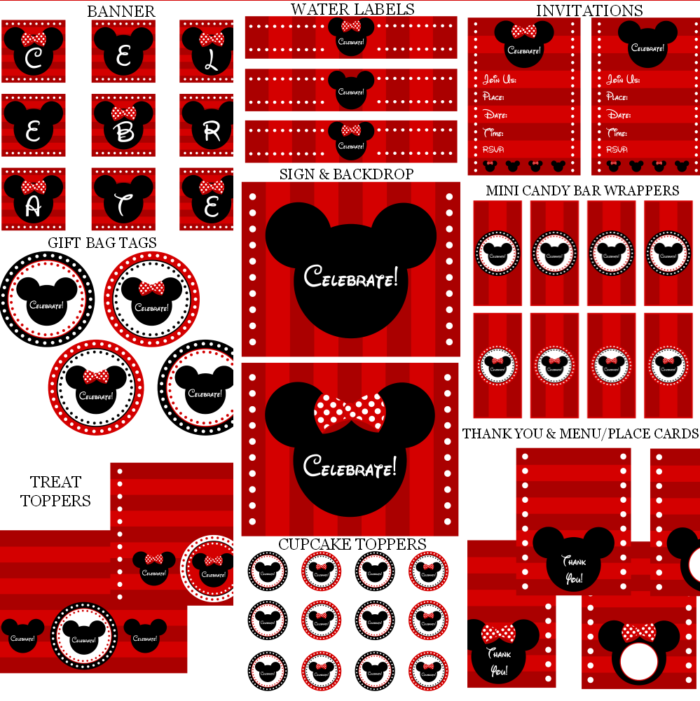 Mickey Minnie Mouse Party Printable Set Printabelle