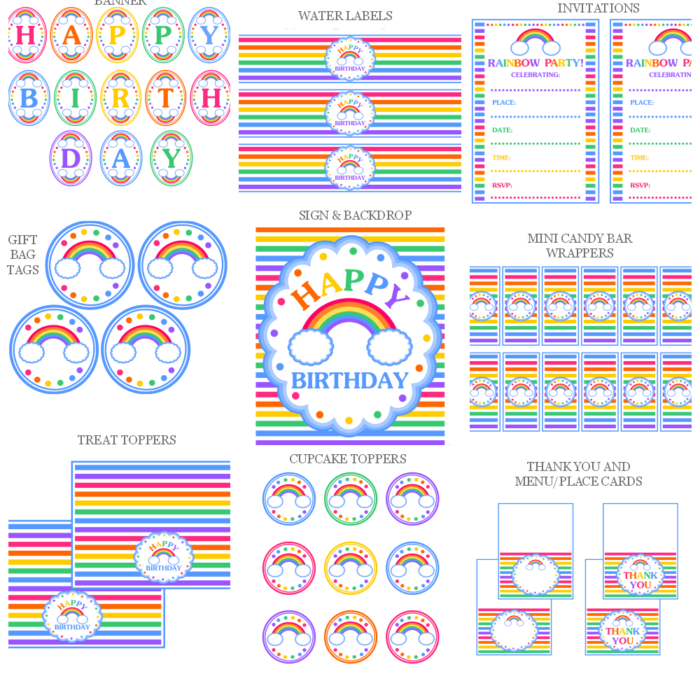 Rainbow Party Printables