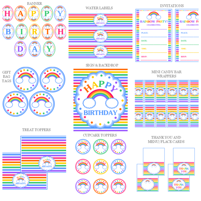 Rainbow Party Printables Printabelle