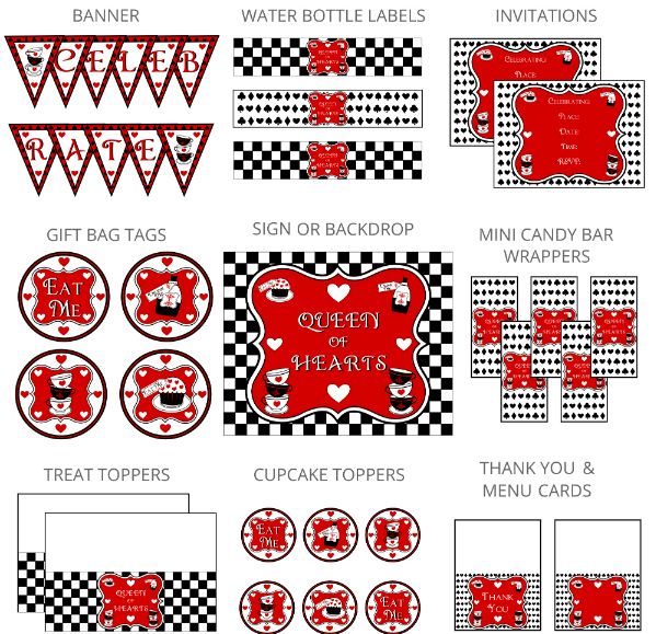 Queen of Hearts Party Printables