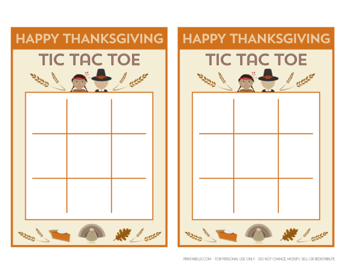 Thanksgiving Tic Tac Toe Game