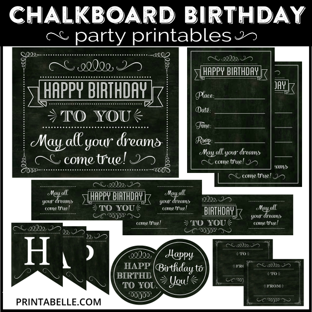 Chalkboard Birthday Party Printables