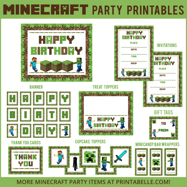 Minecraft Party: Free Printable Wrappers and Toppers.  Minecraft party,  Minecraft party decorations, Minecraft printables