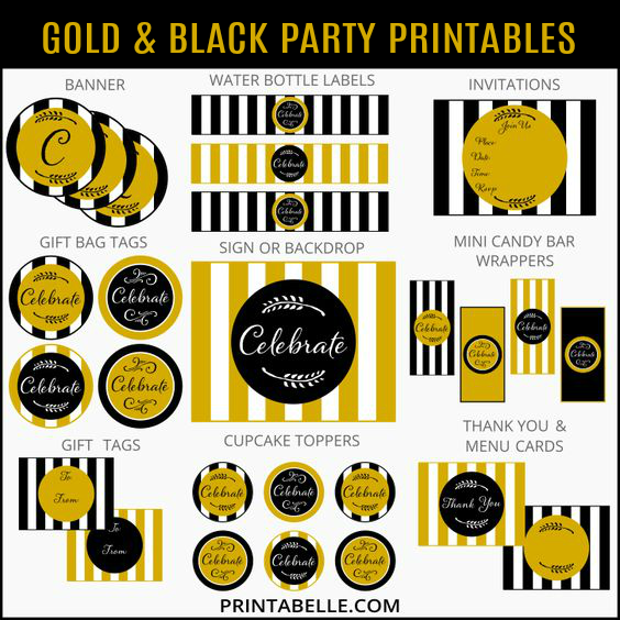 Gold and Black Party Printables