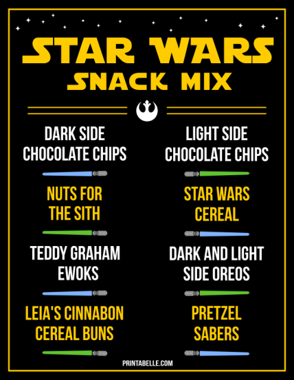Star Wars Snack Mix Free Printable