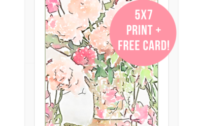 Floral Watercolor Print and FREE Greeting Card