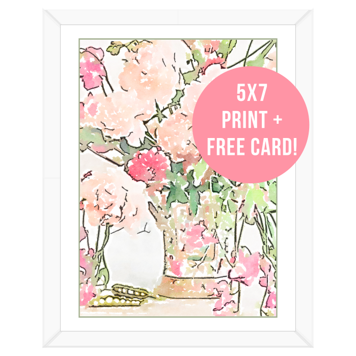 Floral Watercolor Print and FREE Greeting Card