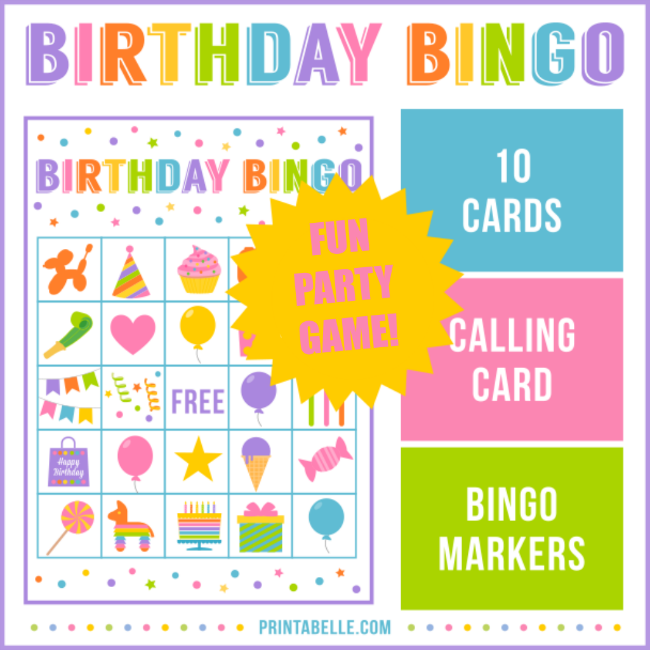 Birthday Party Bingo Game Printable