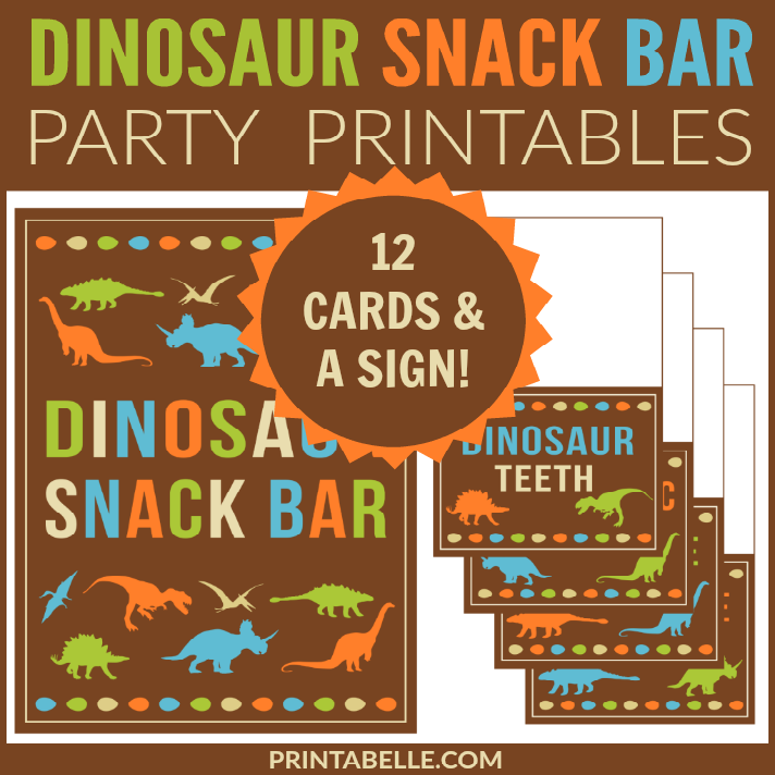 Dinosaur Party Printable Food Cards