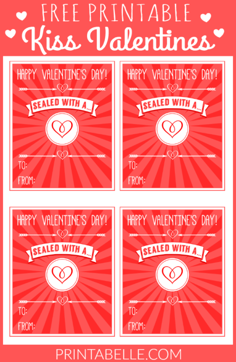 Free Printable Kiss Valentine Cards | Printabelle