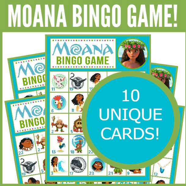 Moana printable Bingo cards Instant download Moana Bingo 10 Cards Printable Moana Bingo game