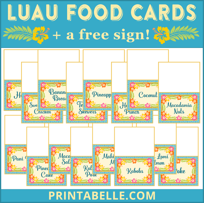 Luau Food Cards