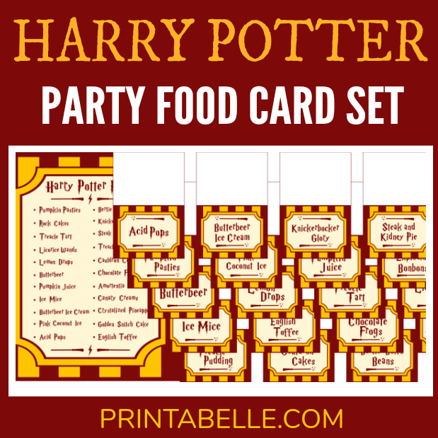 Harry Potter Party Printable Food Cards (  free sign ) Printabelle