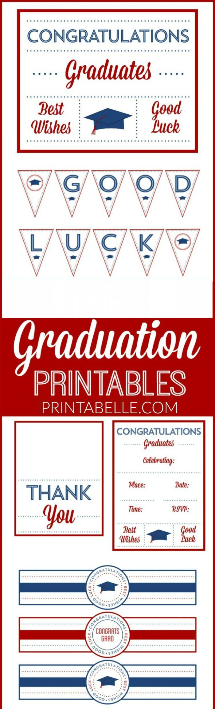 Red & Blue Graduation Party Printables