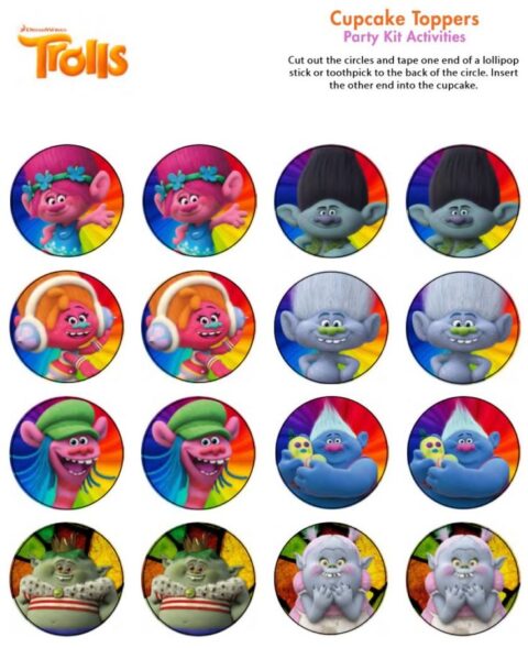 Trolls Party Cupcake Toppers | Printabelle