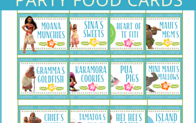 Moana Food Cards + Free Snack Bar Sign