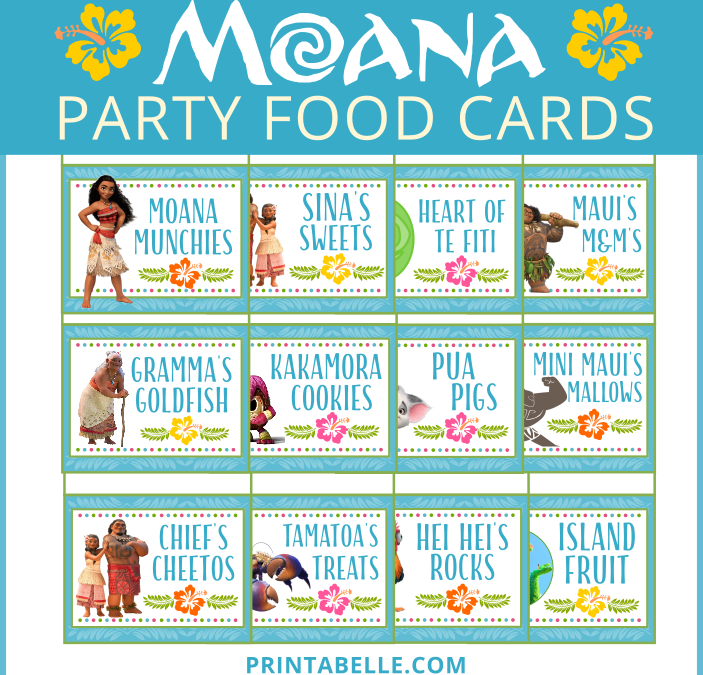 Moana Food Cards + Free Snack Bar Sign