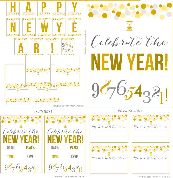 Gold New Year’s Party Printables
