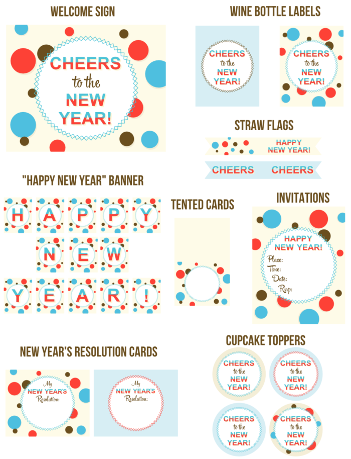 New Year's Party Circles Printable Set