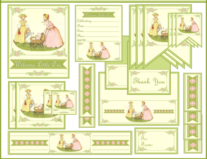 Vintage Baby Shower Party Printable Set