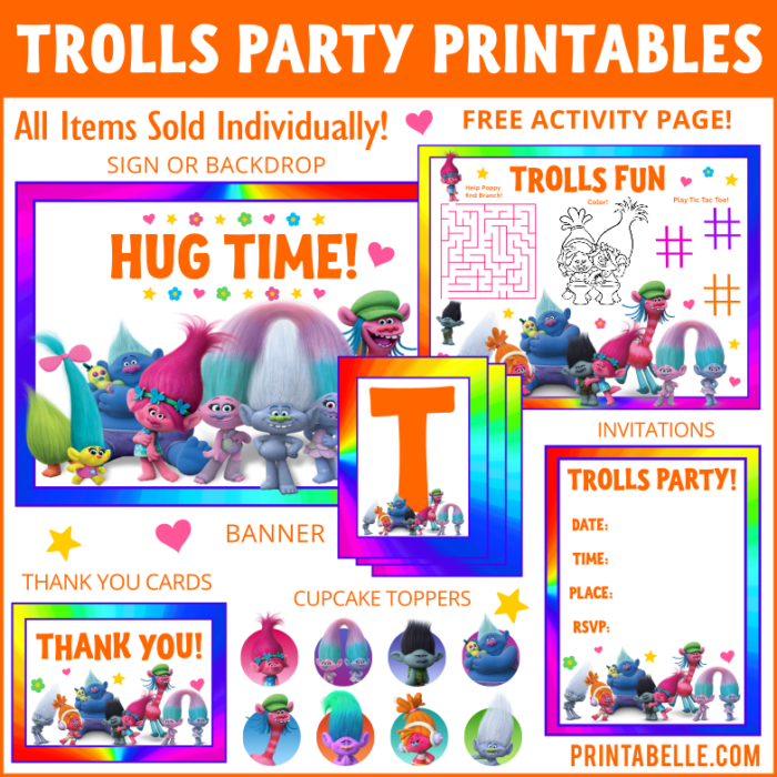 Trolls Party Printable Items