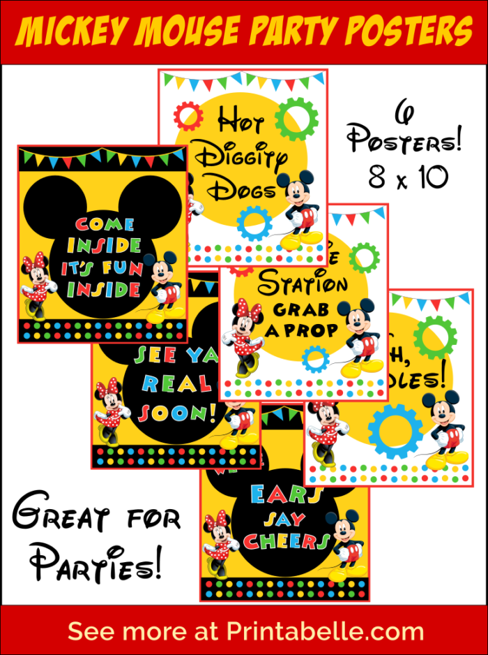 6 Mickey Mouse Clubhouse Party Printable Signs