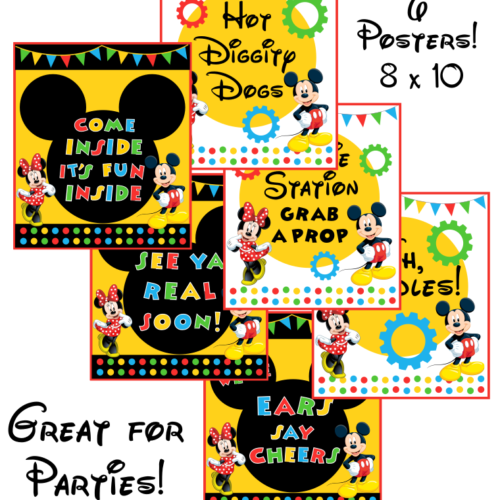 6 Mickey Mouse Clubhouse Party Printable Signs