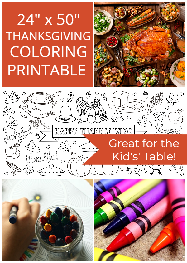 Thanksgiving Kids Table Printable Coloring Topper