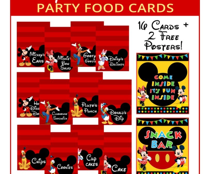 Mickey Mouse Party Food Cards & Signs