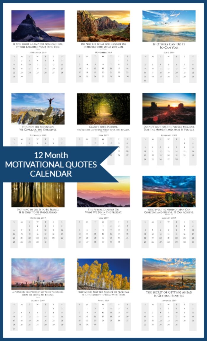 Printable 2019 Photo Quote Calendar