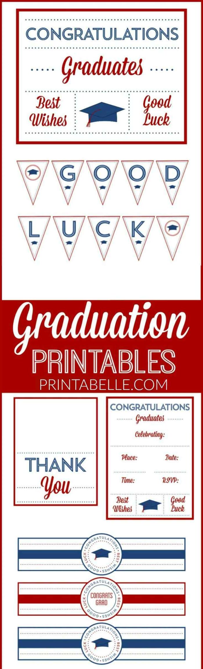 Red & Blue Graduation Party Printables