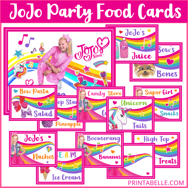 JoJo Siwa Party Printable Food Cards + Free Sign!