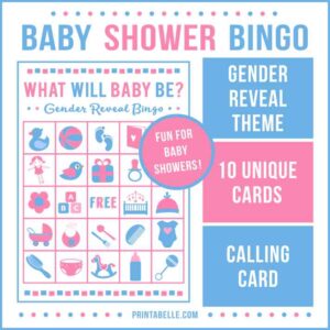 Gender Reveal Baby Shower Bingo Game