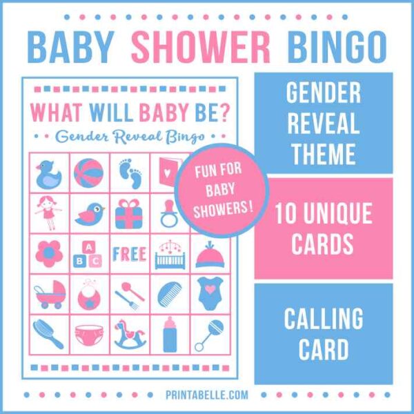 Gender Reveal Baby Shower Bingo Game