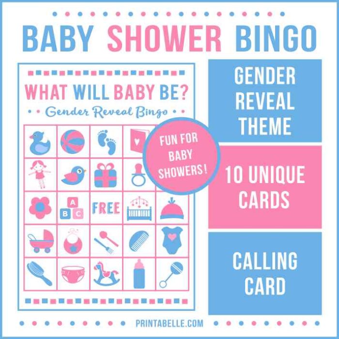 Gender Reveal Baby Shower Bingo Game