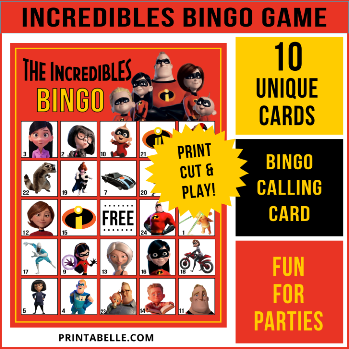 The Incredibles Bingo Game (PDF)