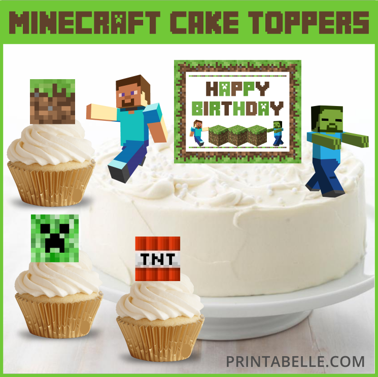 Minecraft Birthday Cake Topper Template Printable DIY