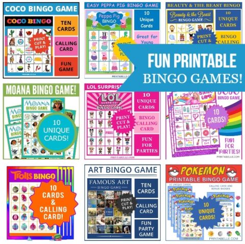 FUN BINGO PRINTABLE GAMES FOR KIDS! | Printabelle