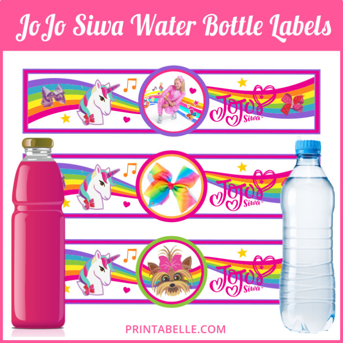 JoJo Siwa Water Bottle Labels