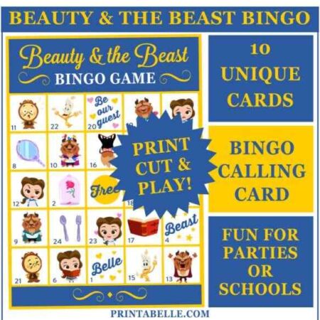 Beauty & the Beast Bingo Printable Game