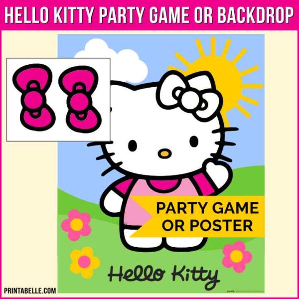 Pin the Bow on Hello Kitty Printable Party Game