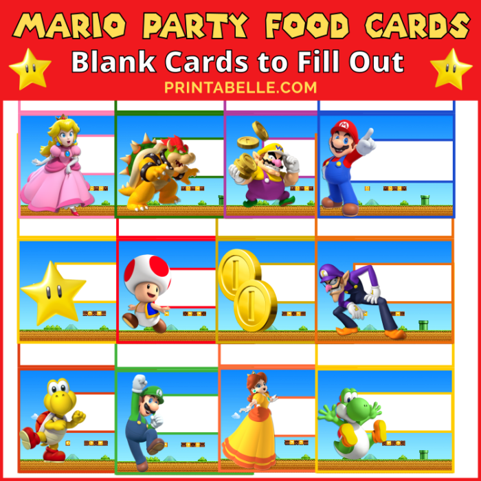 Super Mario Party BLANK Food Cards (PDF)