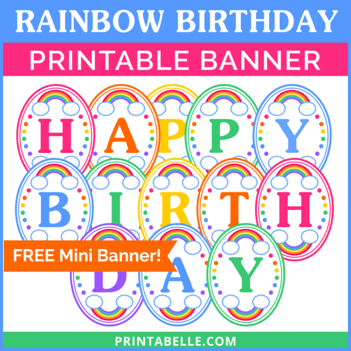 Rainbow "Happy Birthday" Banner + FREE Mini Banner