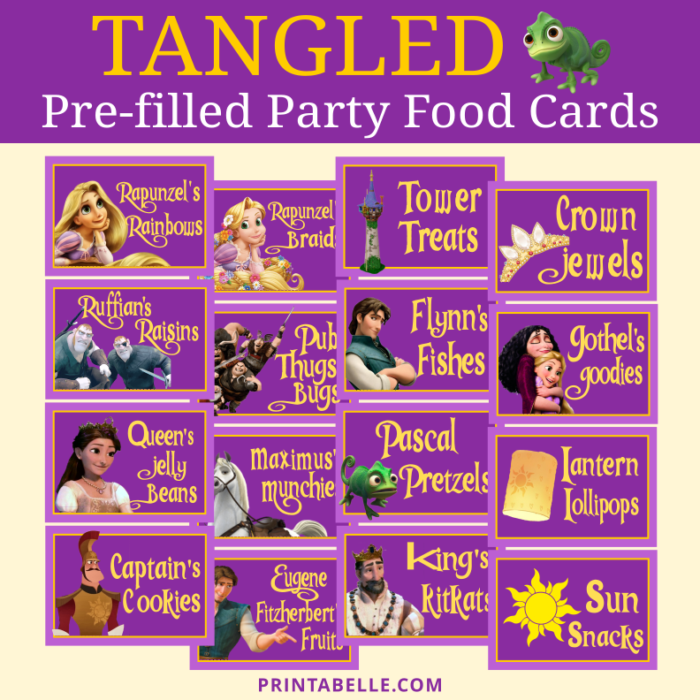 Tangled Party Tented Pre-filled Food Cards