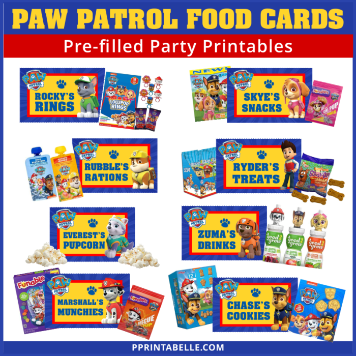 Paw Patrol Party Pre-filled Tented Food Cards - Image 2